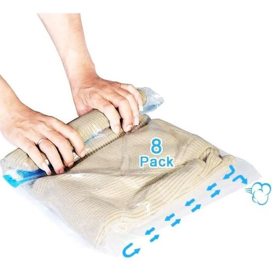Lot De 6 Sacs De Rangement Sous Vide Réutilisables 60x40 Cm - Compression Pour Voyage Et Maison
