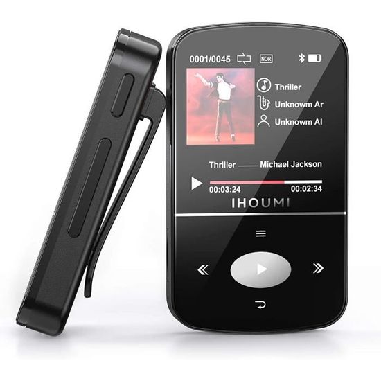 Lecteur MP3 de 32 Go, Super léger Lecteur MP3 avec Bluetooth 4.2, Lecteur Baladeur avec Pince, avec Radio FM, Pédomètre, Ebook, En