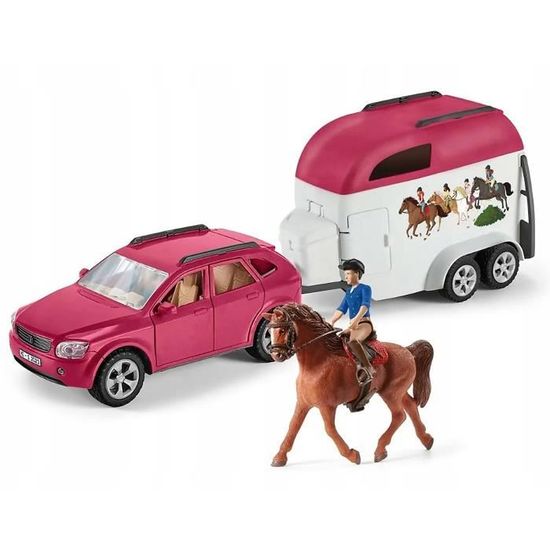 Pick-up Schleich 42346 Avec Remorque Cheval Et Personnages - Jouet D'occasion Pick-up Schleich 42346 Avec Remorque Cheval Et Personnages - Jouet D'occasion