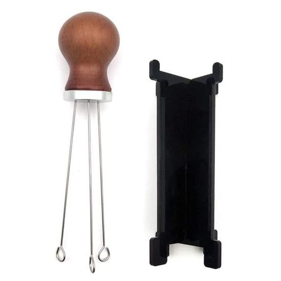 Agitateur à Café WDT (4 Aiguilles 0,7 Mm) - Outil Pour Espresso, Avec Poignée Et Base En Bois