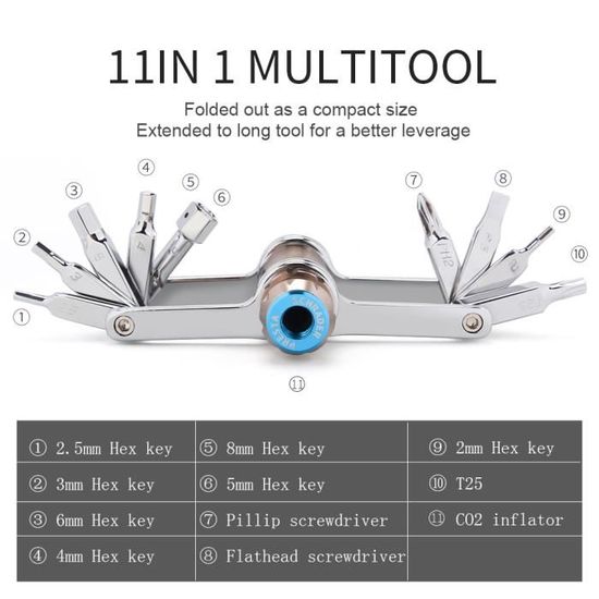 Kit Réparation Vélo 16-en-1 - Multitool Compact