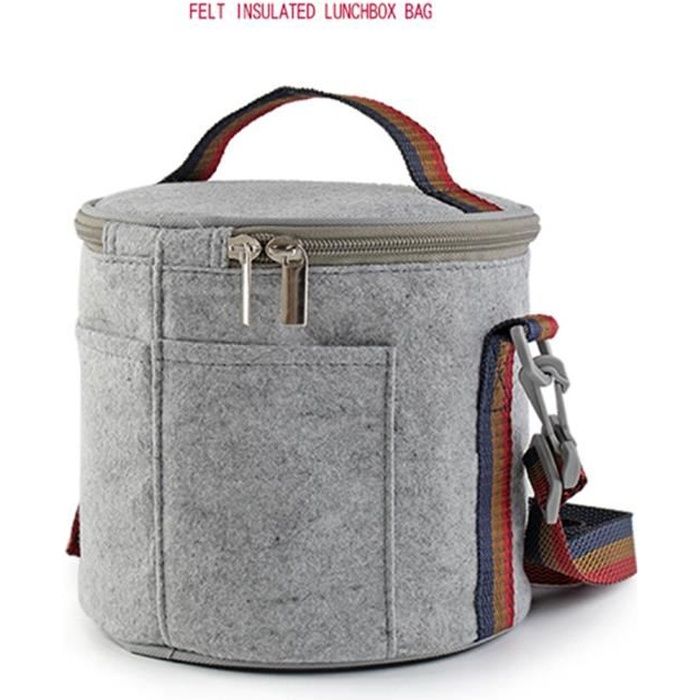 Sac Repas Isotherme Sac Fraîcheur Portable Déjeuner Lunch Bag Pour Enfant Homme Femme Voyage Pique-Nique École,18*17cm, Gris