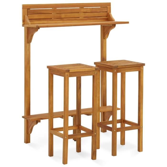 Ensemble repas de jardin Haut de gamme - Jeu de meuble de jardin 3 - Bois d'acacia solide Market® 384829