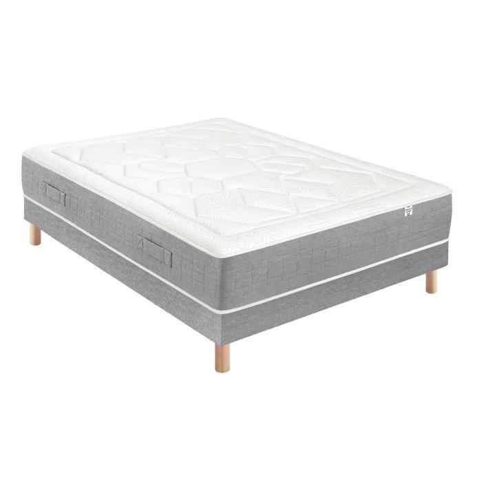 Ensemble Matelas Douces Nuits Révance 744 ressorts ensachés + Sommier Base Morpho 160x200 avec 2 sommiers Blanc