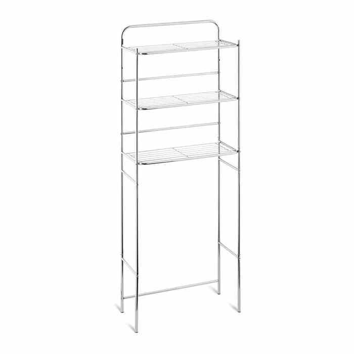 Étagère De Rangement Salle De Bain Meuble Machine À Laver Toilette Wc 24Kg Acier