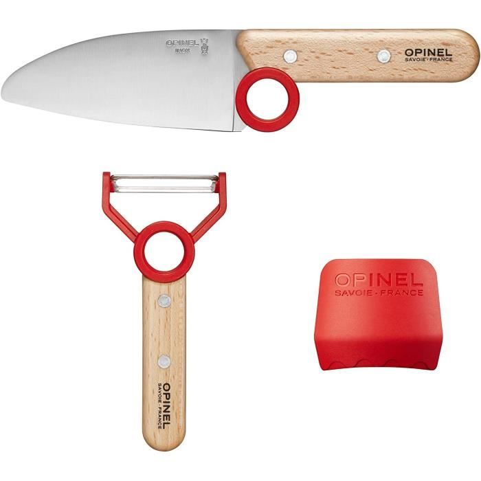 OPINEL Coffret Complet Petit Chef Ustensiles de Cuisine Enfant Couteau Eacuteplucheur ProtegravegeDoigts Hecirctre Inox R140