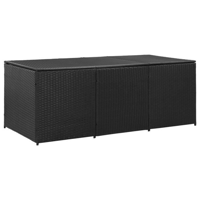 Boîte de rangement de jardin - Coffre de jardin Résine tressée 180x90x75 cm Noir