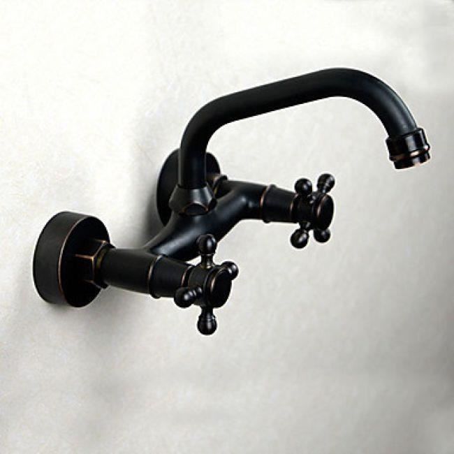 Lookshop® Robinet salle de bain double poignées, fini en bronze huilé pour un style vintage