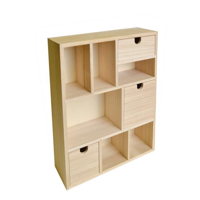 Artemio 14002156 Meuble Casier à Tiroirs 9 Compartiments, Bois, Beige, 30 x 10 x 40 cm