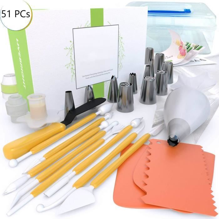 Kit de Pâtisserie avec Moule de Décoration de Gâteau,51 Pièces Poche à Douilles, DIY Kits pour Décoration de Gâteaux