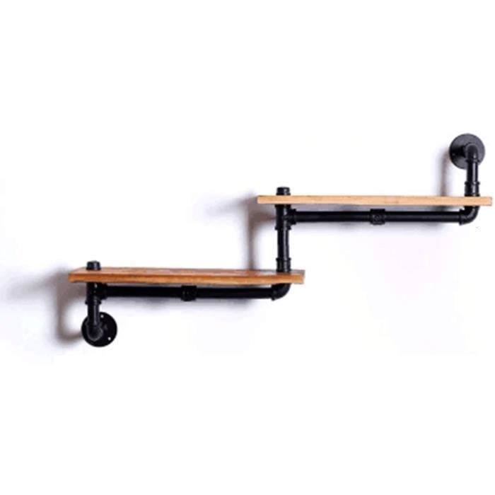 GYMEIJYG Cuisine Etagere Murale, Bois Massif Cloison Flottante Pipe À Eau en Fer Forgé Tenture Simple Et Moderne Peut