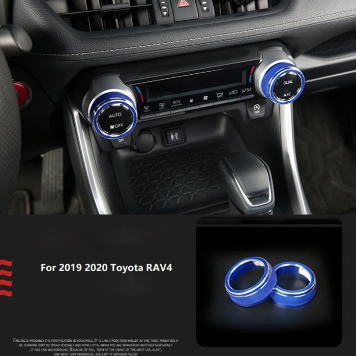 Amenagement Interieur,Pour Toyota RAV4 2019 2020 voiture AC bouton de contrôle climatique garniture bouton couverture - Type Bleu