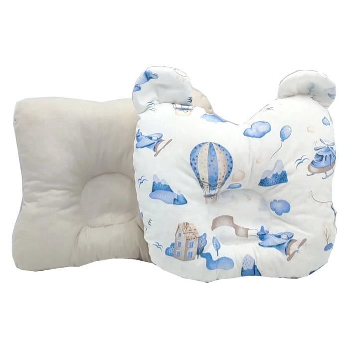 Callyna - 2x Coussin bébé cale-tête oreiller ergonomique morphologique anti secousses. Ballons Beige
