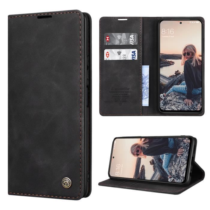 CaseMe Etui Coque pour Xiaomi Xiaomi Redmi 9T/9 Power [Emplacement Carte] [Fonction de Support] Flip Case ( Noir )