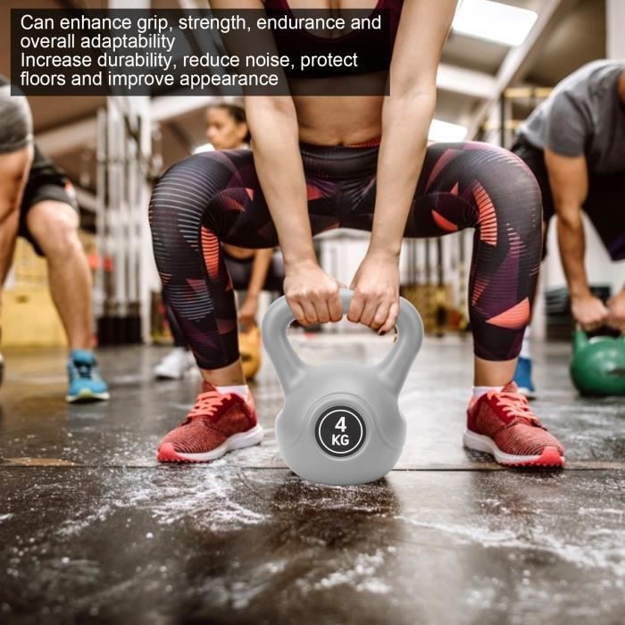 LAT-4KG Kettlebell Sports Haltérophilie Haltère Grip Musculation Équipement de Fitness (Gris)-Dilwe