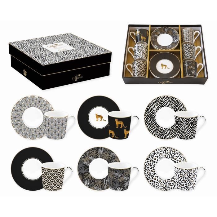 COFFRET 6 TASSES A CAFE EN PORCELAINE 100ML SAVANE - EASYLIFE