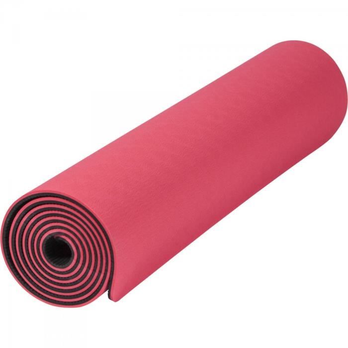 Tapis de Yoga - pilates - en TPE - double face bicolor noir et rouge de 180cm x 60cm x 0,6cm