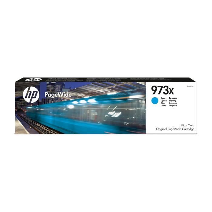 HP 973X Cartouche d'encre cyan PageWide grande capacité authentique (F6T81AE) pour HP PageWide Pro 452/477/552/577