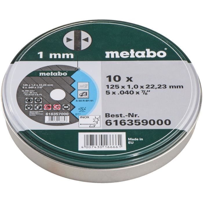 METABO Coffret métal de 10 meules en inox pour meuleuse
