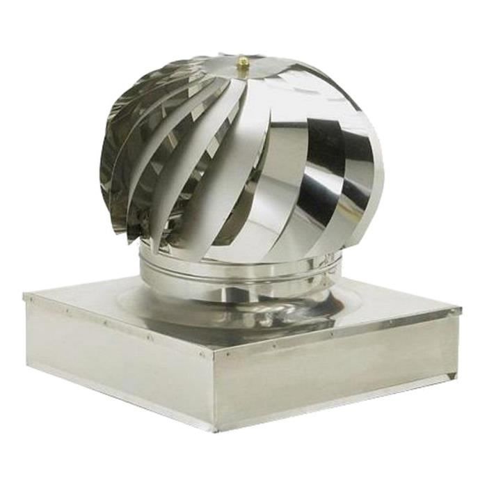 Aspire-fumées rotatif en acier inoxydable carré 37 x 37 cm conduit de cheminée