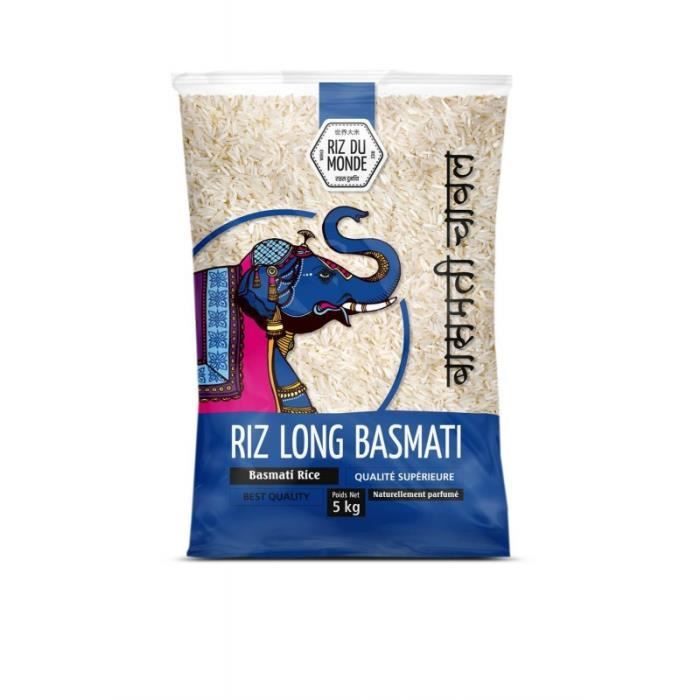 RIZ DU MONDE - Riz Long Basmati Éléphant 5Kg - Lot De 2