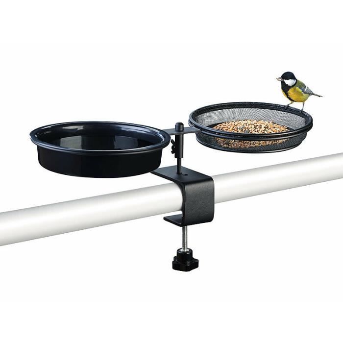 Abreuvoir et mangeoire à oiseaux avec support à pince