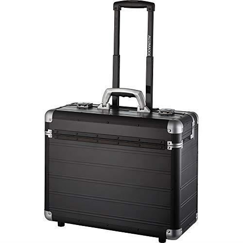 Alumaxx Pilotenkoffer Discovery, Trolley aus Aluminium, Rollkoffer Schwarz, Businesstrolley, Aktenkoffer Mallette Pilote, 48 cm, 34