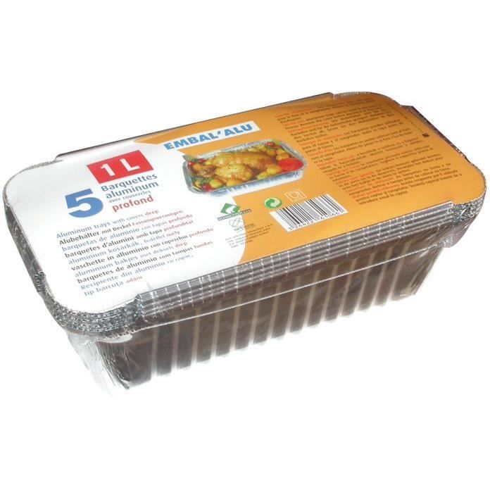 Lot de 5 barquettes en aluminium - 1 L