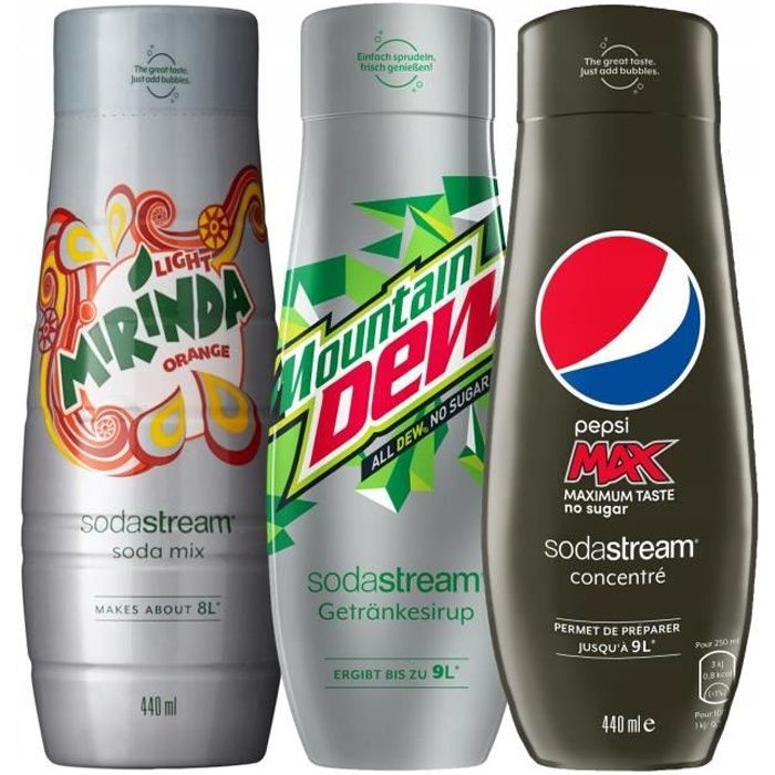 3 SIROP SODASTREAM MOUNTAIN DEW MIRINDA PEPSI ZERO