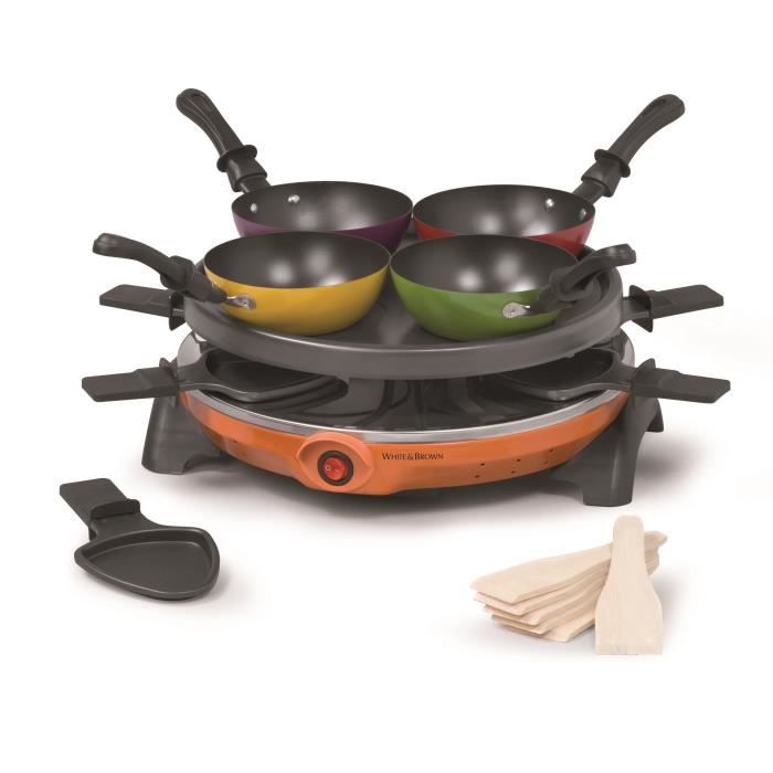 Appareil à raclette et Mini Wok - WHITE & BROWN S