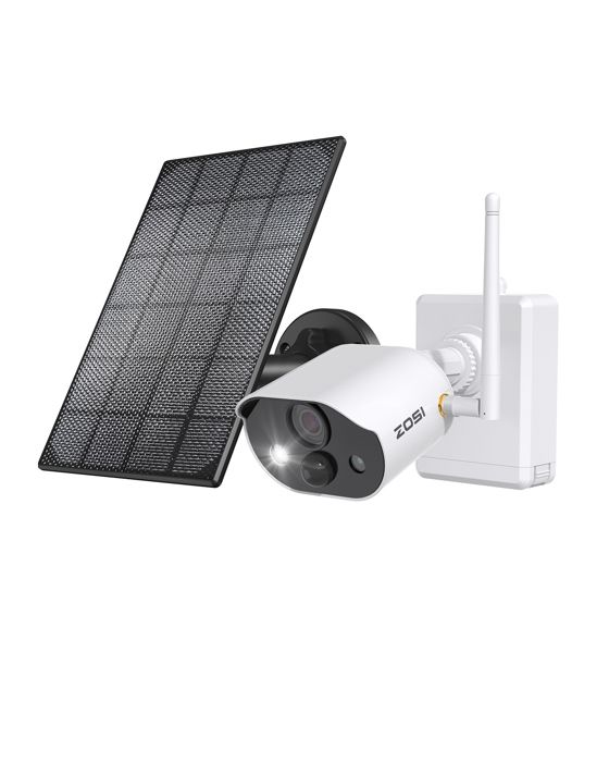 ZOSI C306 1080P Caméra de Surveillance WiFi Extéreure avec Panneau Solaire, Batterie Rechargeable 7800mAh Alarme Sonore et Lumineuse
