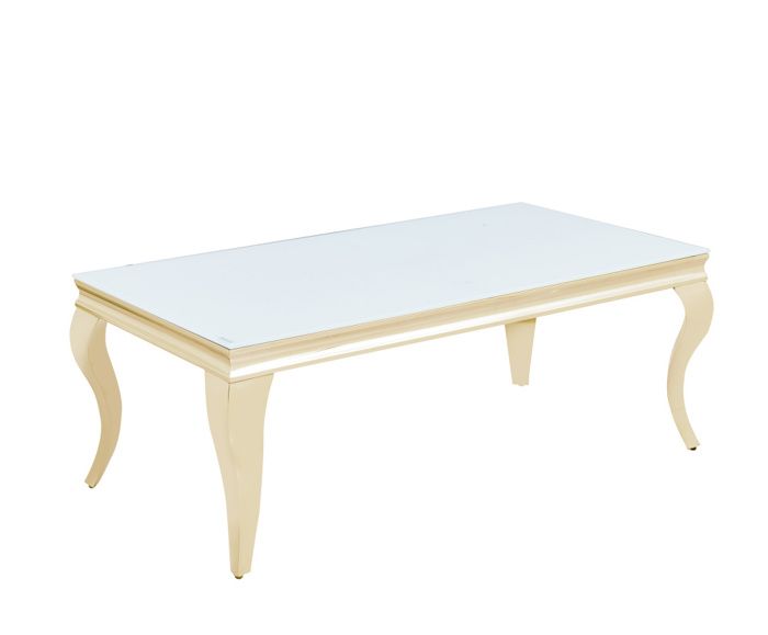 table basse baroque gold plateau en verre blanc 120x70x45 cm