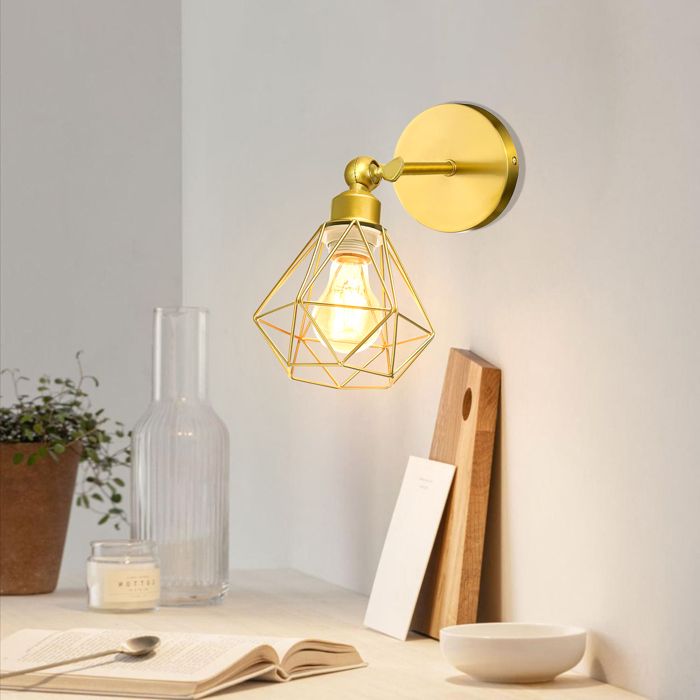 SNOGOLD Applique Murale Vintage Industriel Doré en Métal E27 Lampe Murale Interieur Rétro Réglable 180° pour Cuisine Chambre