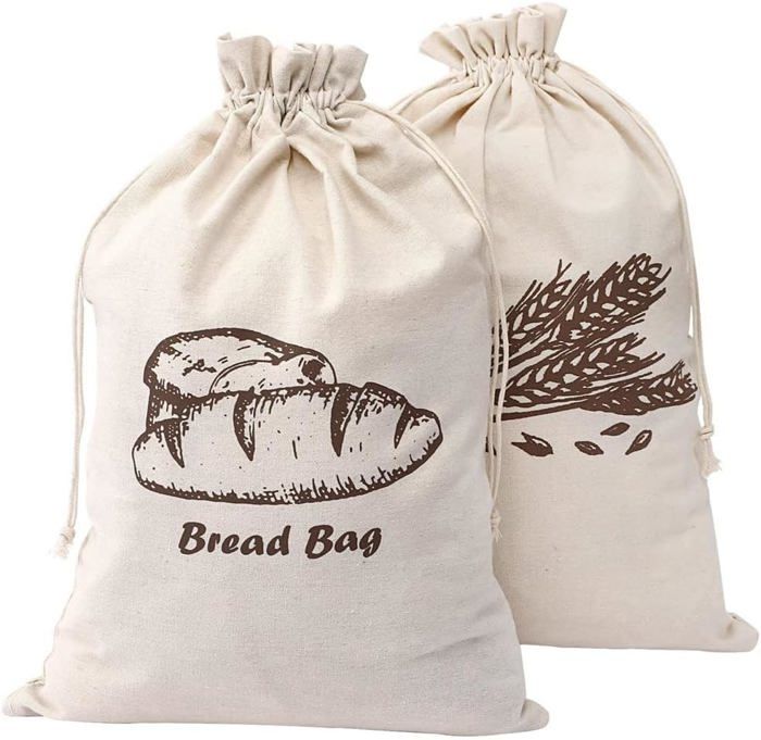 Lot Artisanal De 2 Sacs De Rangement Cuisine - Coton, Neufs - Pain, Sachets...