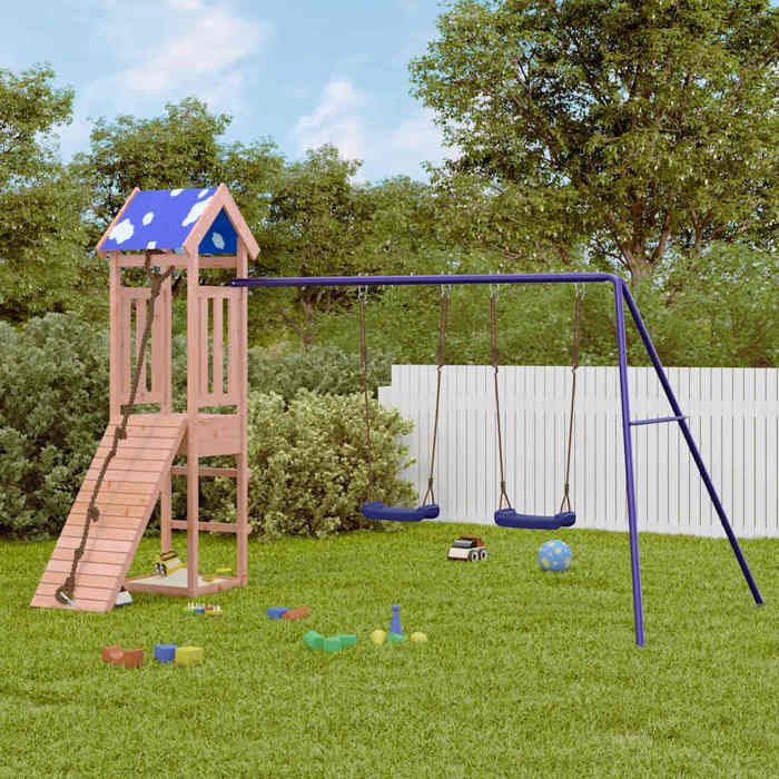 vidaXL Aire de jeux dextérieur bois massif de douglas ensemble de jeu ensemble de jeu en bois ensemble de terrain de jeu