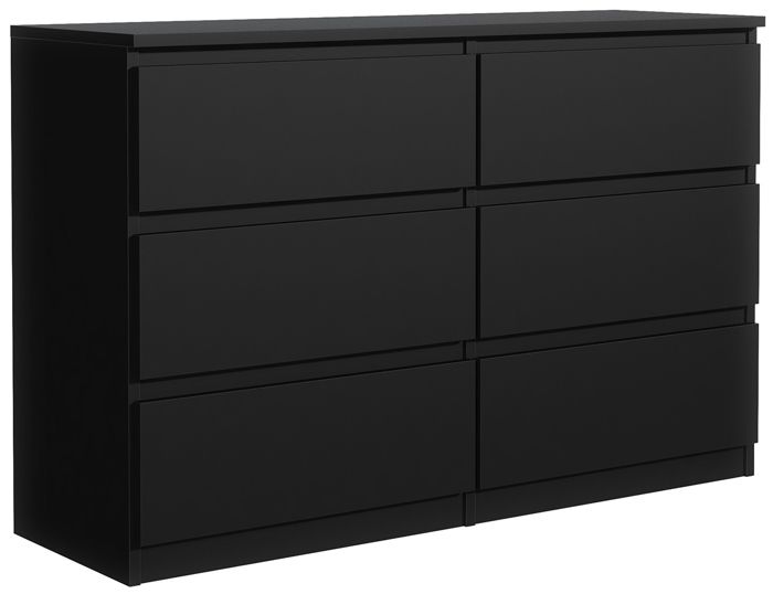 MebLocker Commode à 6 tiroirs de 120cm pour salon bureau chambre denfant/adolescent moderne élégante pour rangement organisé noire