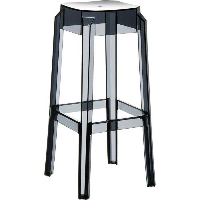 Tabouret de bar x1 interieur ou exterieur design moderne plastique couleur noir transparent 10_0004873