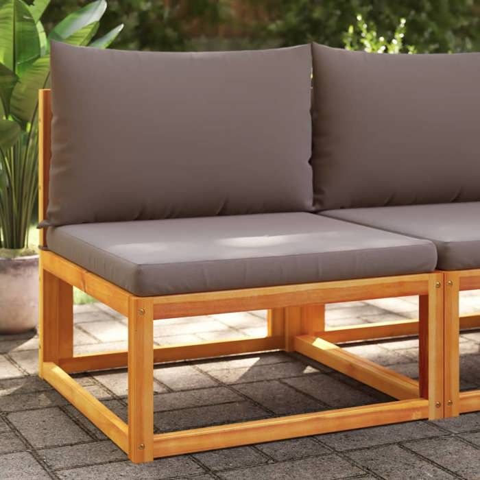 vidaXL Canapé de jardin sans accoudoirs coussins bois massif d'acacia canapé sans accoudoirs fauteuil simple fauteuil 4008161