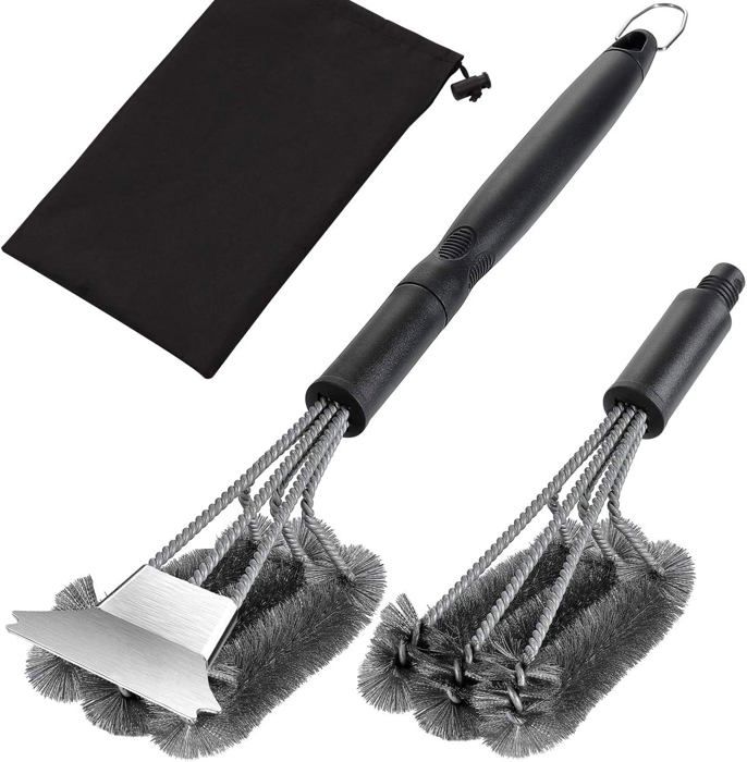 Brosse De Nettoyage Pour Barbecue - Acier Inoxydable, Poignée Longue 30,5cm - Pour Grilles Gaz/Charbon