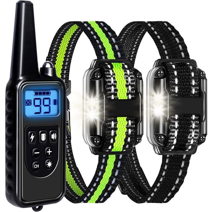 Meilleurs prix pour 2 Colliers De Dressage Pour Chiens Rechargeable Avec 2 Récepteurs100% Résistant À LEauCollier Électrique Avec Modes SonVibrati