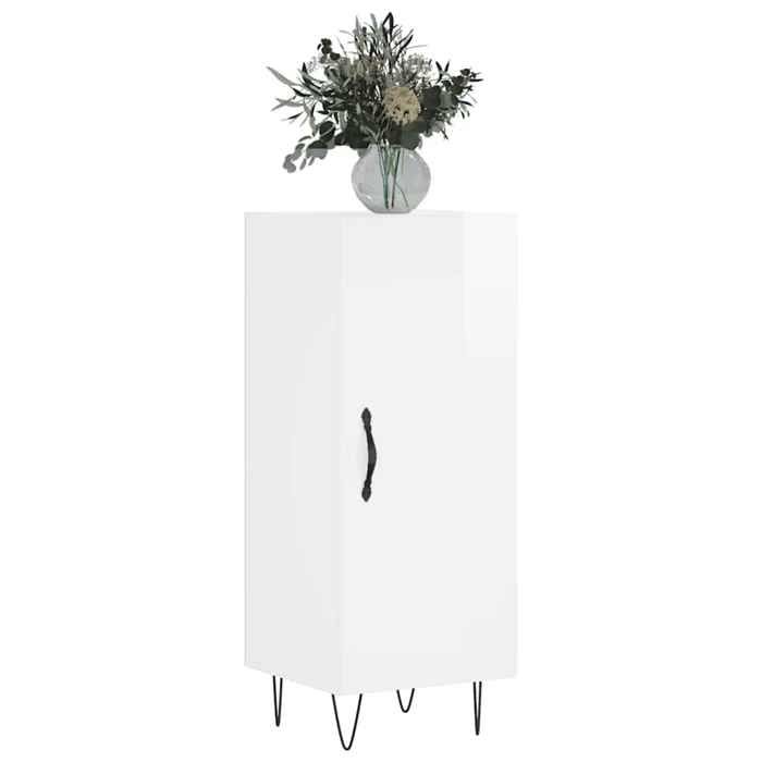 (SOLDE dété) Placard/Buffet bas - Décor salon - Blanc brillant 34 5 x 34 x 90 cm Bois dingénierie *aspect pratique6434910