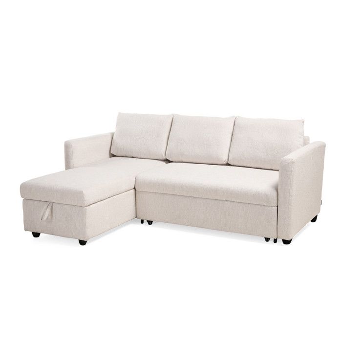 Canapé dangle réversible 3p convertible tissu beige – WILSON Meubletmoi Canapé dangle réversible 3p convertible tissu beige – WILSON Meubletmoi