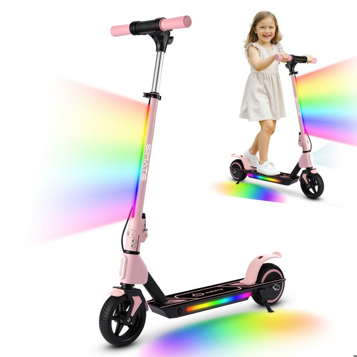 Trottinette électrique Pliable Pour Enfants 6-14 Ans – Moteur 130W, Vitesse 14 Km/h, Autonomie 5-8 Km, Freins Doubles, Amortisseurs, Poids 7,2 Kg