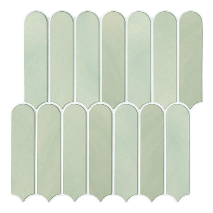 Crédence Adhésive 10 Feuilles - Carrelage Mural Vintage Fleuri Pour Cuisine - Vert