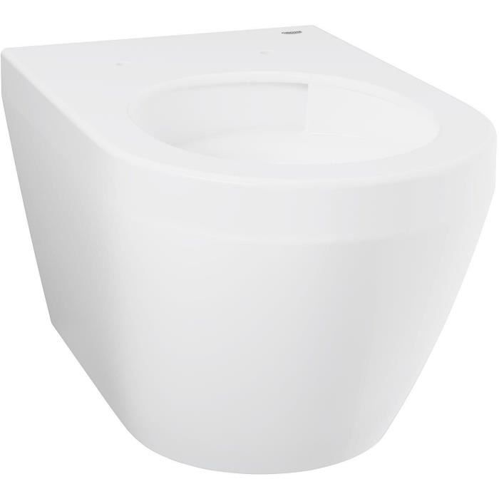 Cuvette WC suspendue compact - GROHE Euro Ceramic - Porcelaine vitrifiée - Sans bride - Blanc