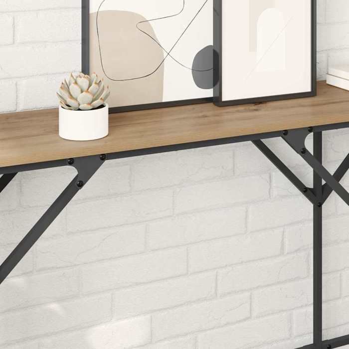 Table console industrielle - vidaXL - Chêne artisanal - 180x30x75 cm - Pieds réglables - Bois dingénierie