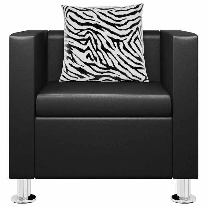 Fauteuil similicuir - vidaXL - Noir - 70x62 5x63 cm - Oreiller inclus - Capacité 110 kg - Design cubique