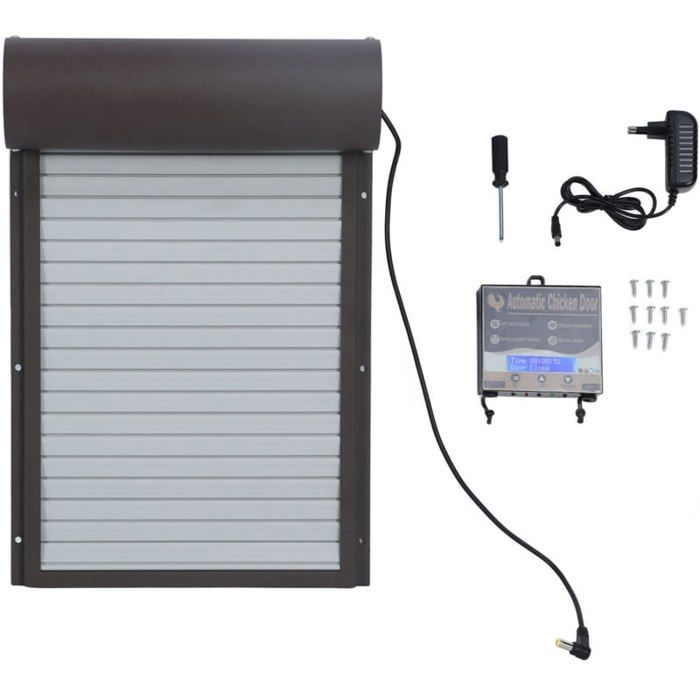 Meilleurs prix pour Eosnow Ouvre-porte automatique de poulailler à piles avec minuterie pour canard doie prise ue marron 100-240V