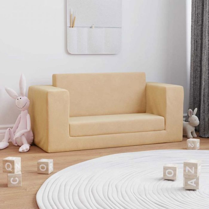 Fauteuil bebe - canape bebe Vidaxl Canapé-lit pour enfants 2 places crème peluche douce