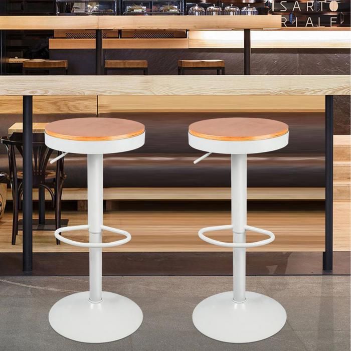 TABOURET DE BAR - ERROLVES - PIVOTANT - ÉCOLOGIQUE - SALLE À MANGER - LOT DE DEUX - 37*37*60.8-80.8 CM BLANC PUR